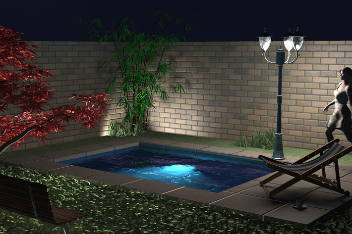 Bassin de nuit réalisé avec la version d'évaluation d'artlantis